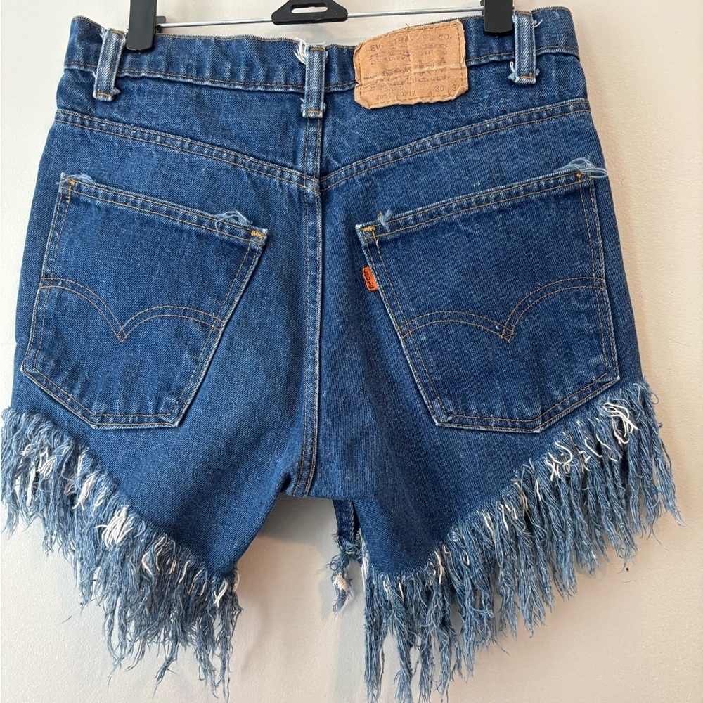 60's-80's Vintage Boho Western Denim Levis Orange Tab 30/34 Mom Shorts XS Small - Picture 7 of 10